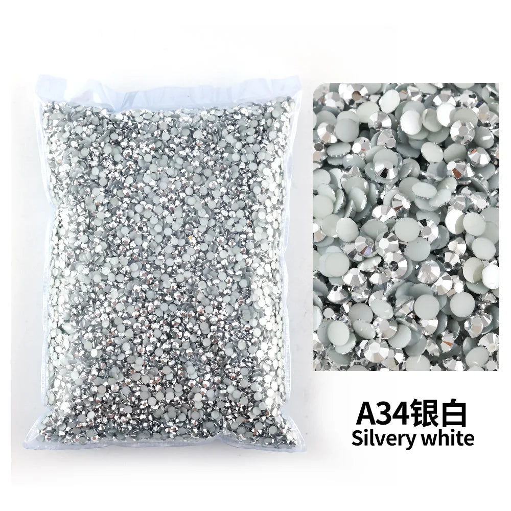 Strass stenar Resin olika Vita nyanser /Silver