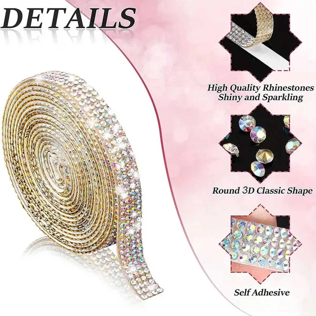 Smal Multicolor Strass tejp 2-4pack