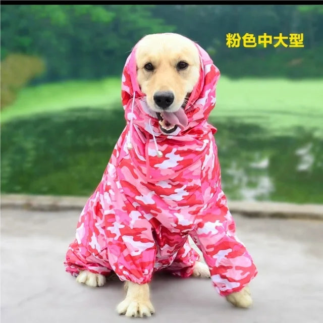 Regn jacka med ben för stor hund