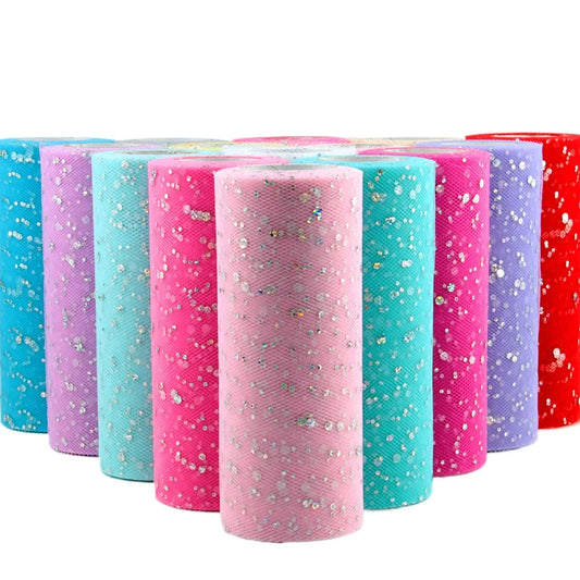 Tyll tyg med glitter paljetter