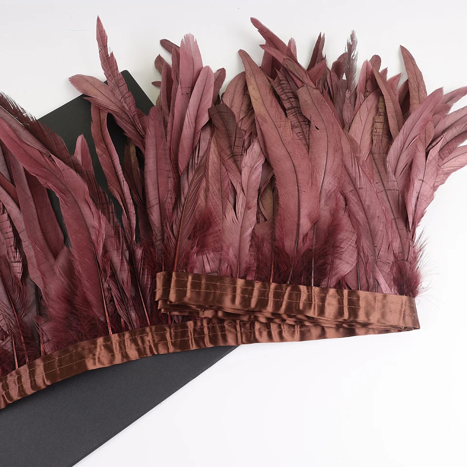 10 meters rooster feathers on ribbon