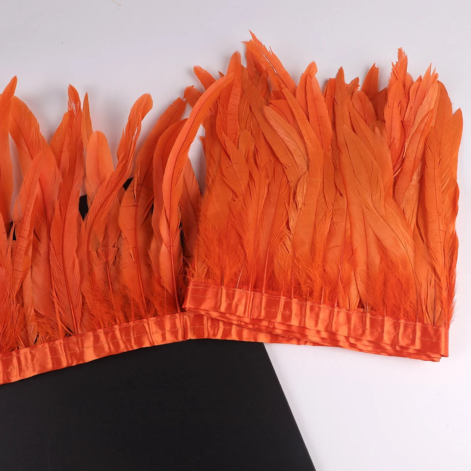 10 meters rooster feathers on ribbon