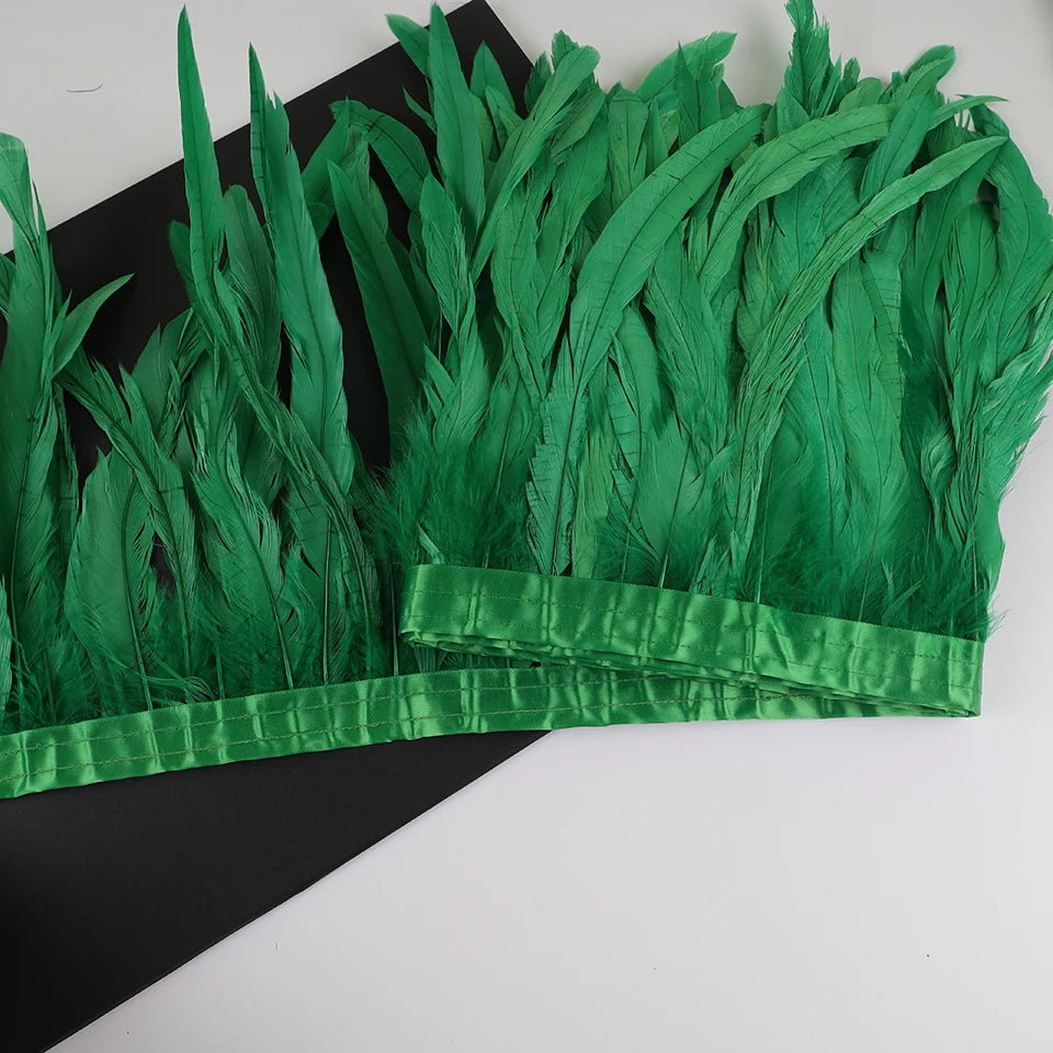 10 meters rooster feathers on ribbon