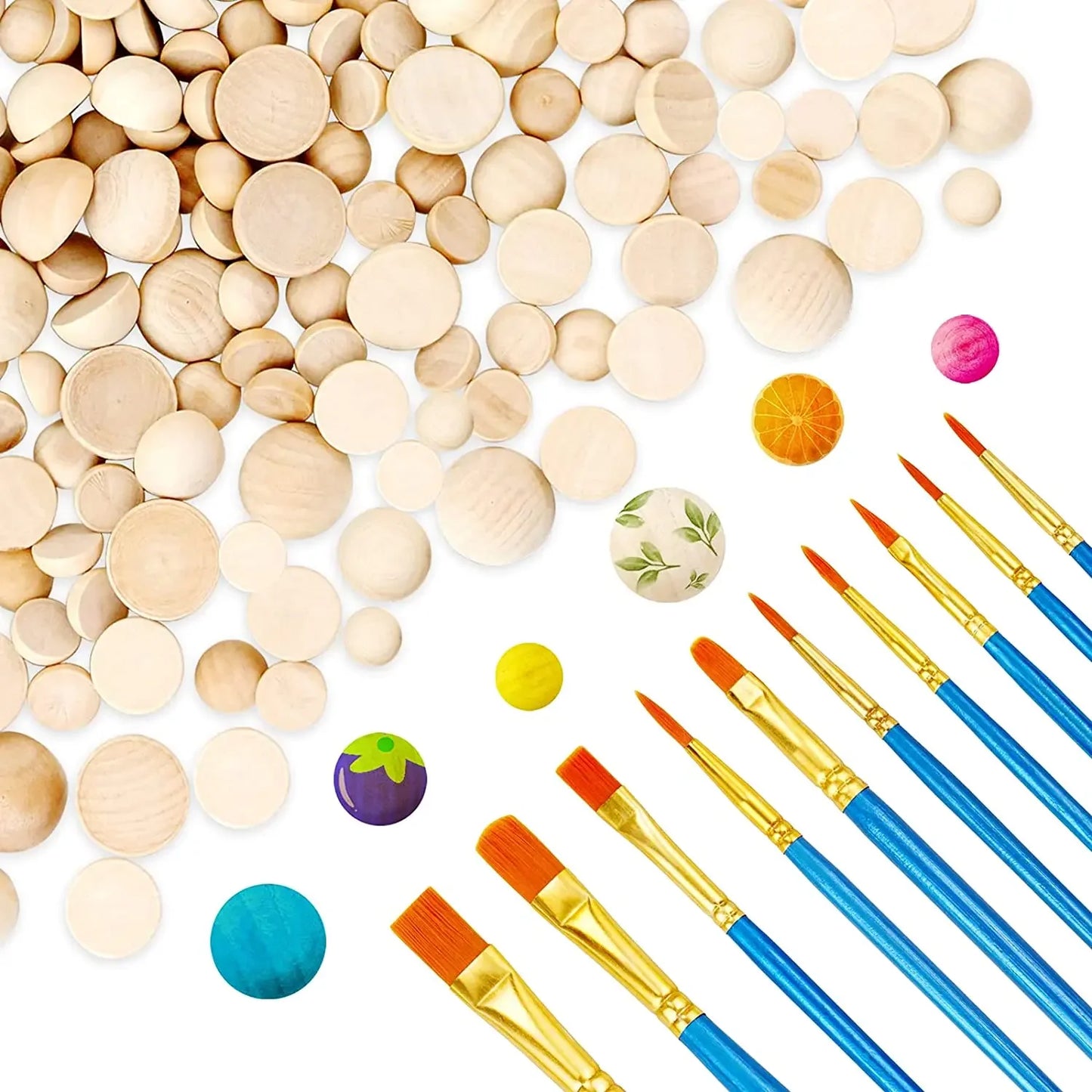 Half round wooden balls in different sizes