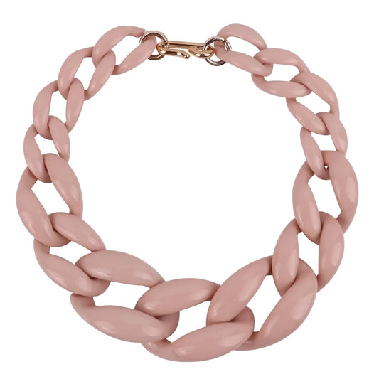 Chunky curb halsband i matt ljusrosa.