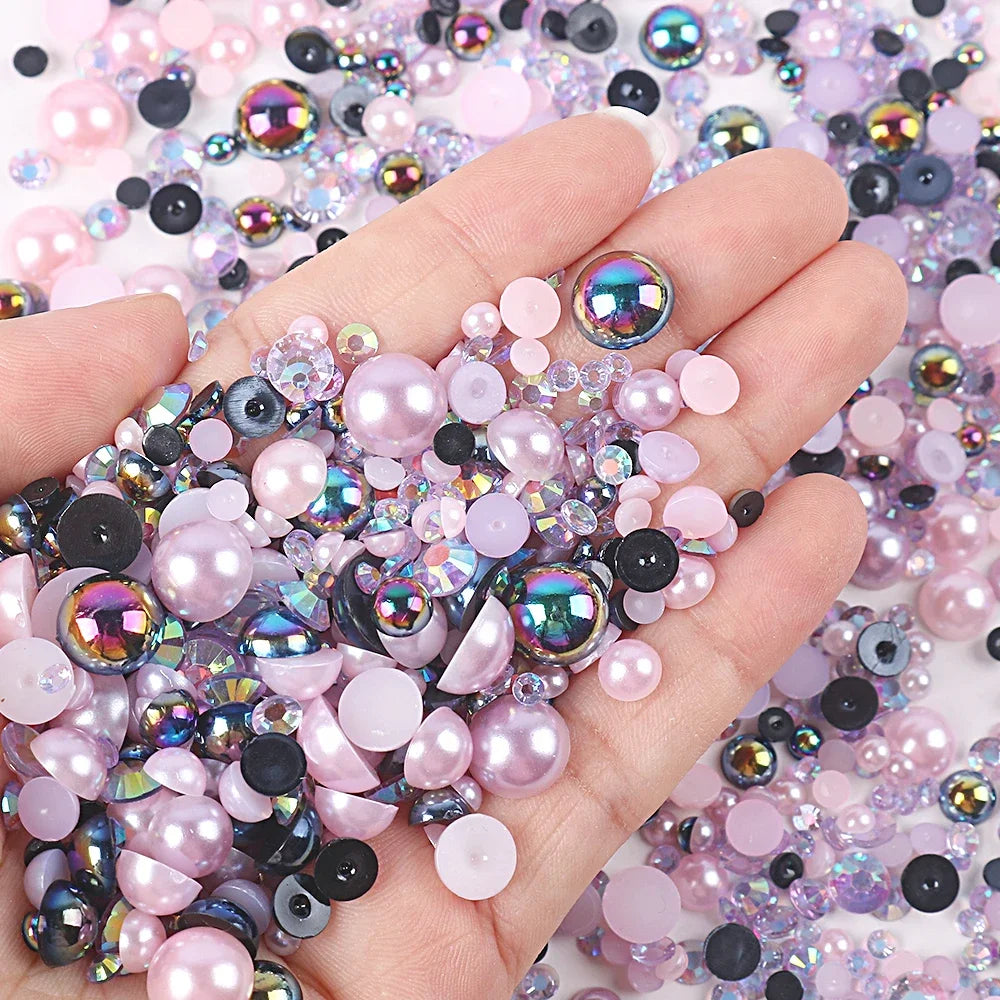 Mixed sizes and colors with Flatback beads