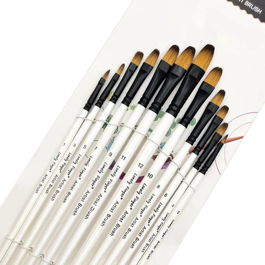 12pcs Professional Artist målar penslar Nylon hår