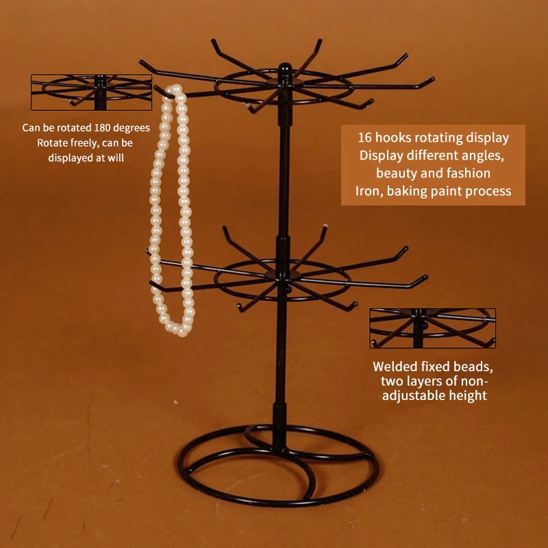 Metal jewelry stand 2 tiers rotating