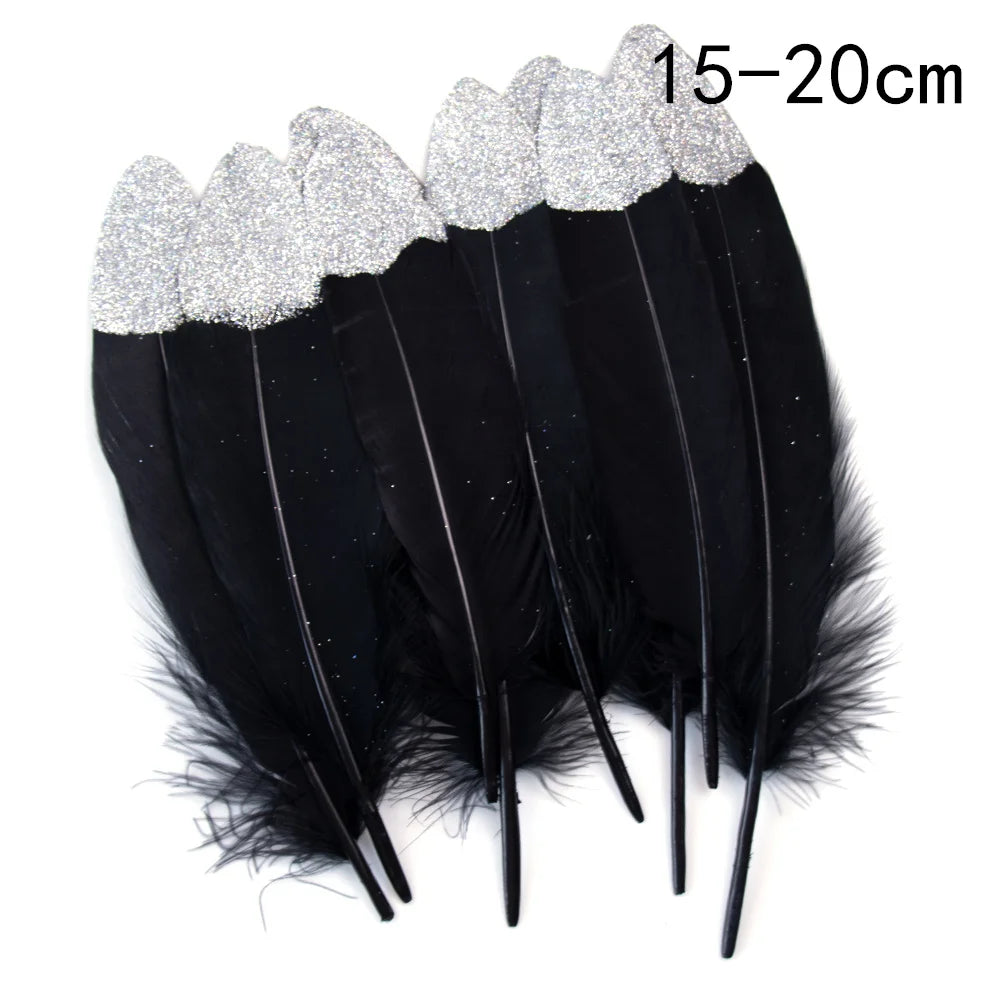 Goose feathers black with gold pattern