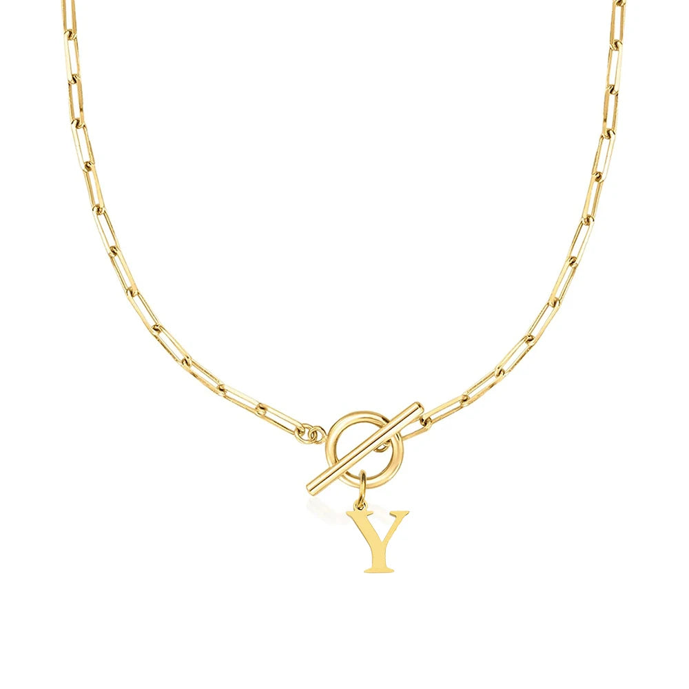 Halsband paper clip kedja och bokstav