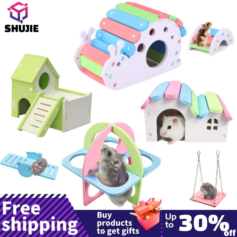 Små hus och lek ställning för hamster