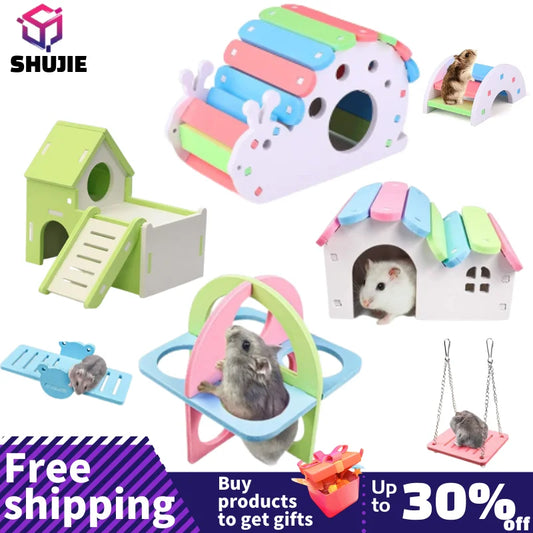 Små hus och lek ställning för hamster