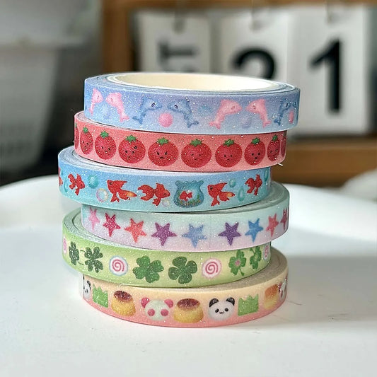 6-pack mönstrad tejp mix med glitter