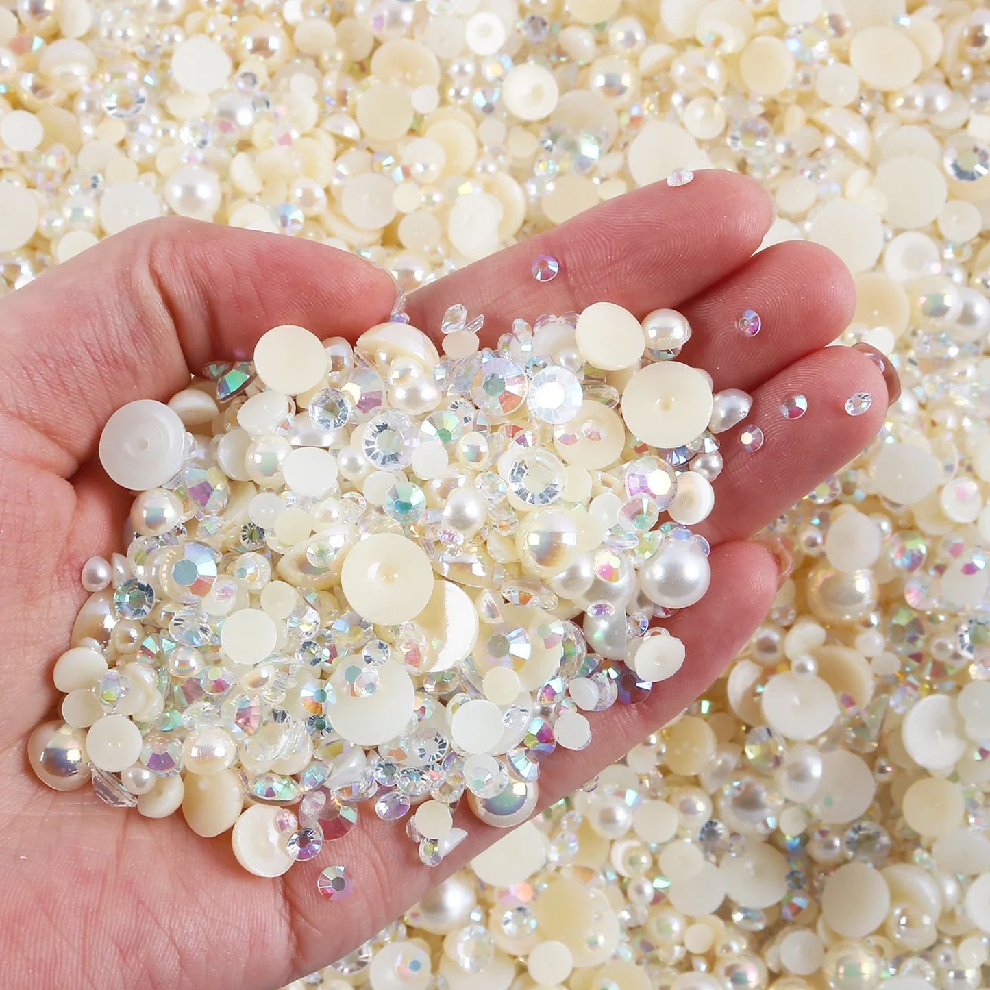 Mixed sizes and colors with Flatback beads