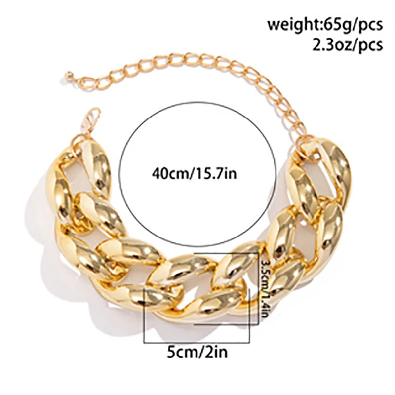 Large wide light gold acrylic chain