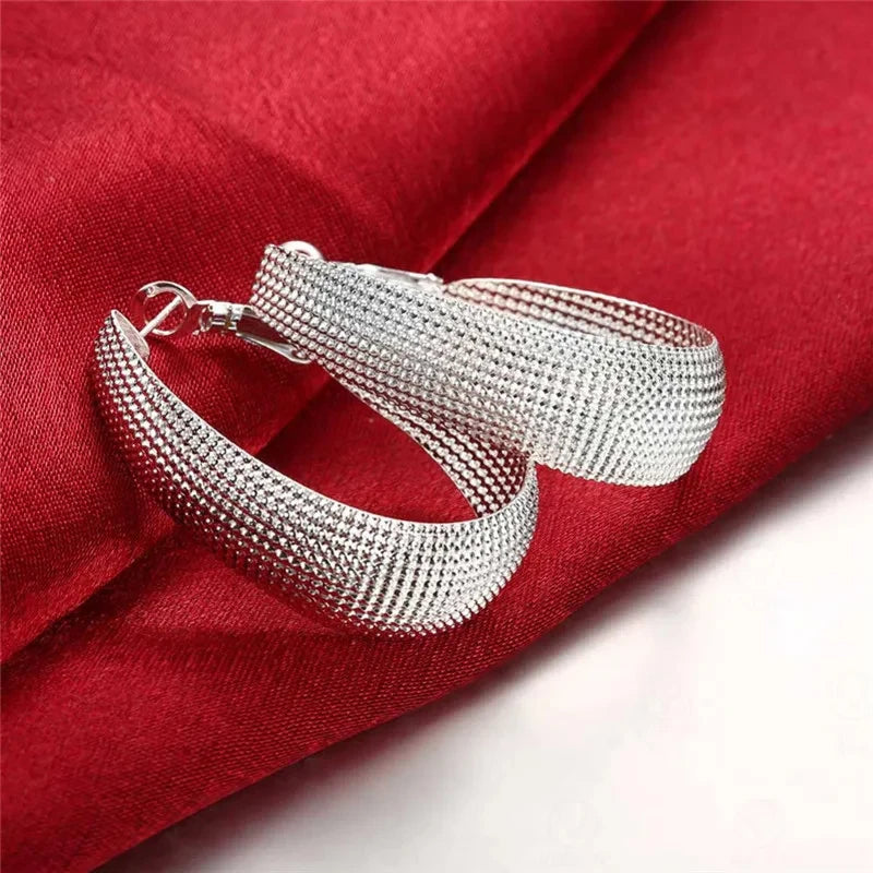 Large wide earrings 925 sterling silver