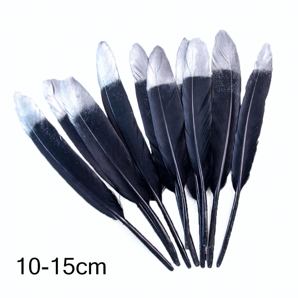 Goose feathers black with gold pattern