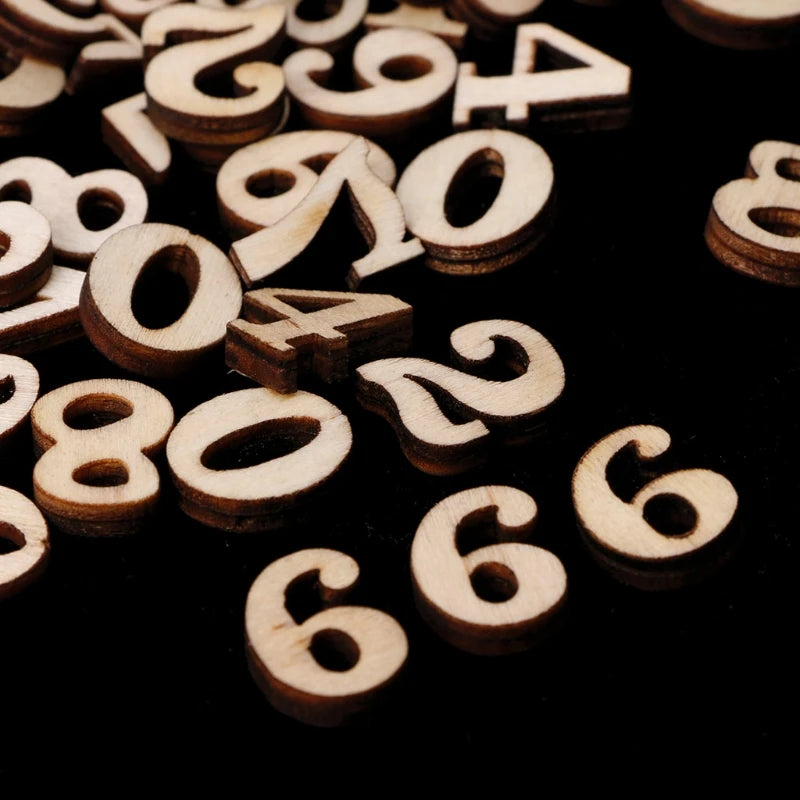 100 small wooden numbers 