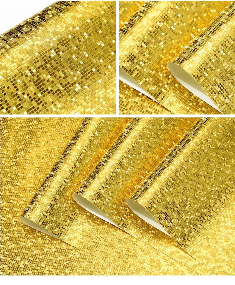 Tapet med spegel Mosaik silver/guld