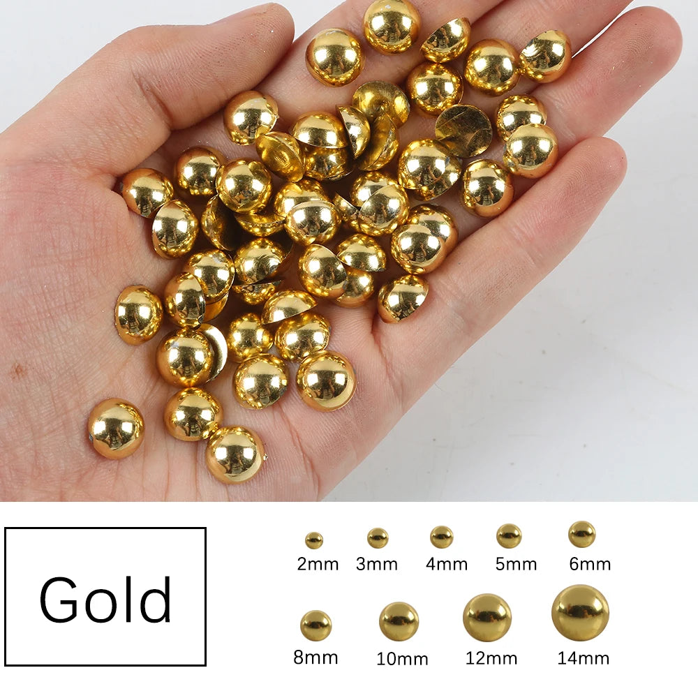 Halvrunda pärlor Guld färg
