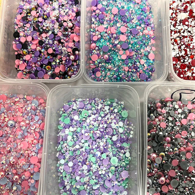 Mixed sizes and colors with Flatback beads