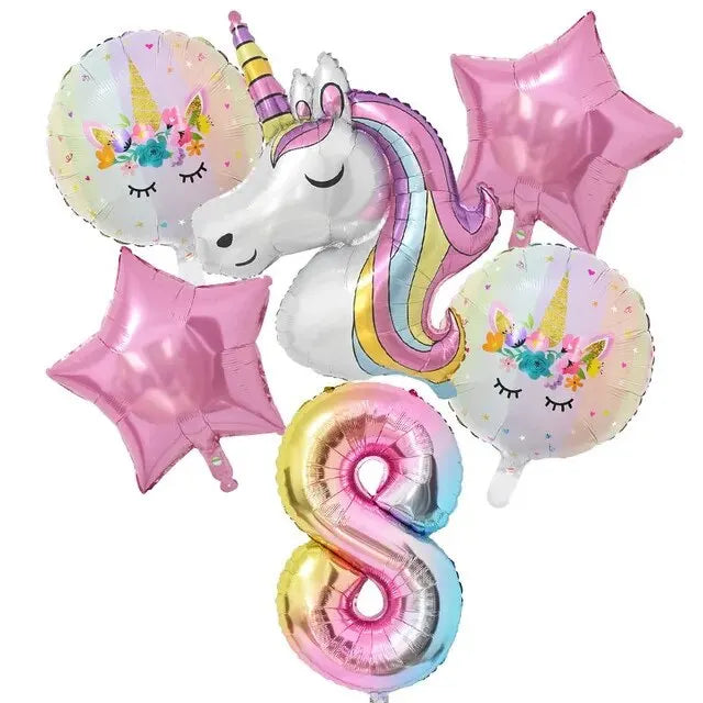 Ballong paket med unicorn och siffra