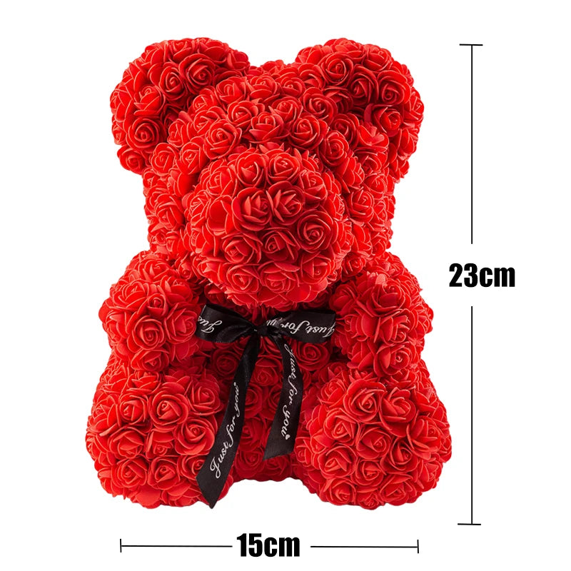 present teddybjörn med små rosor