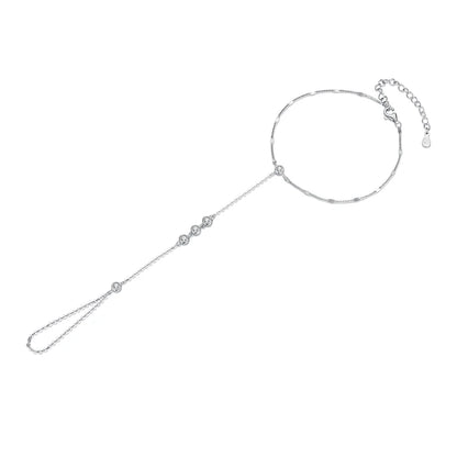 Armband smal kedja strass stenar i äkta silver