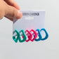 3 pairs set of colorful twisted c-shape earrings