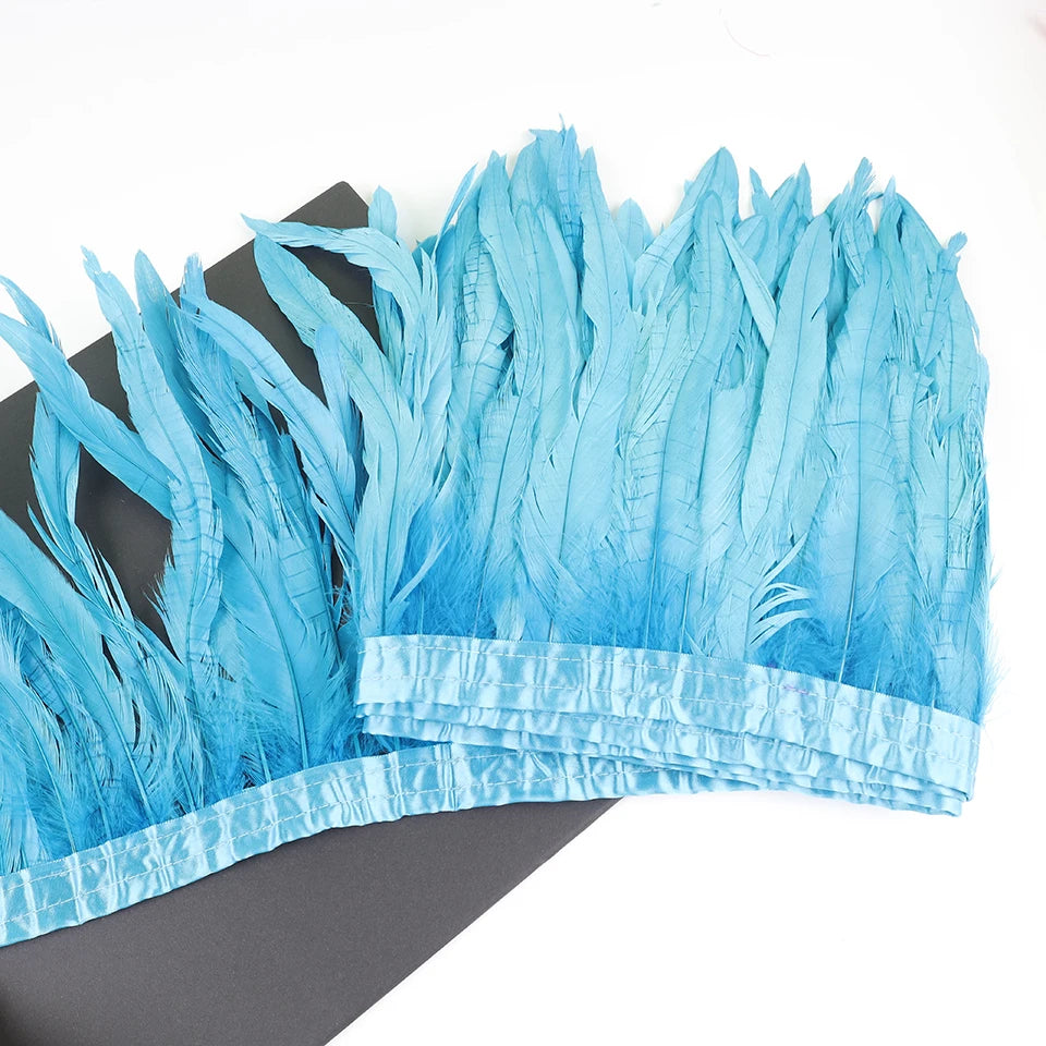 10 meters rooster feathers on ribbon
