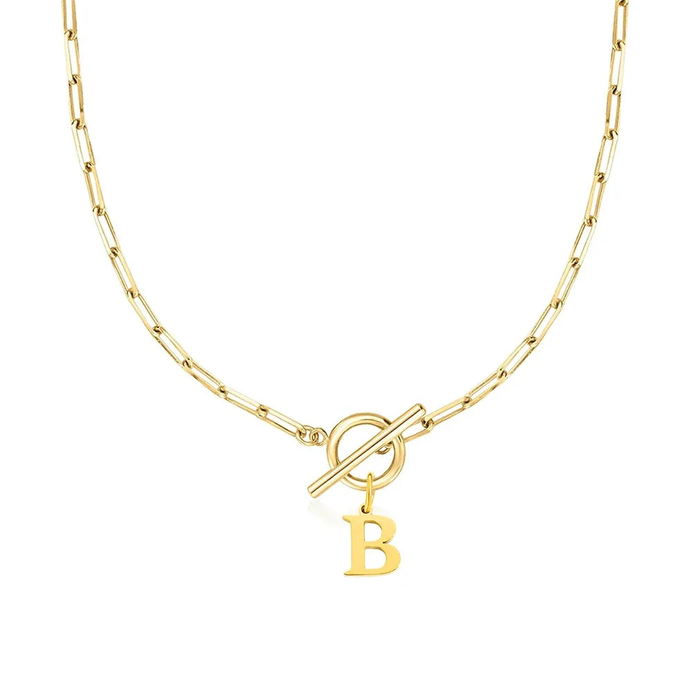 Halsband paper clip kedja och bokstav