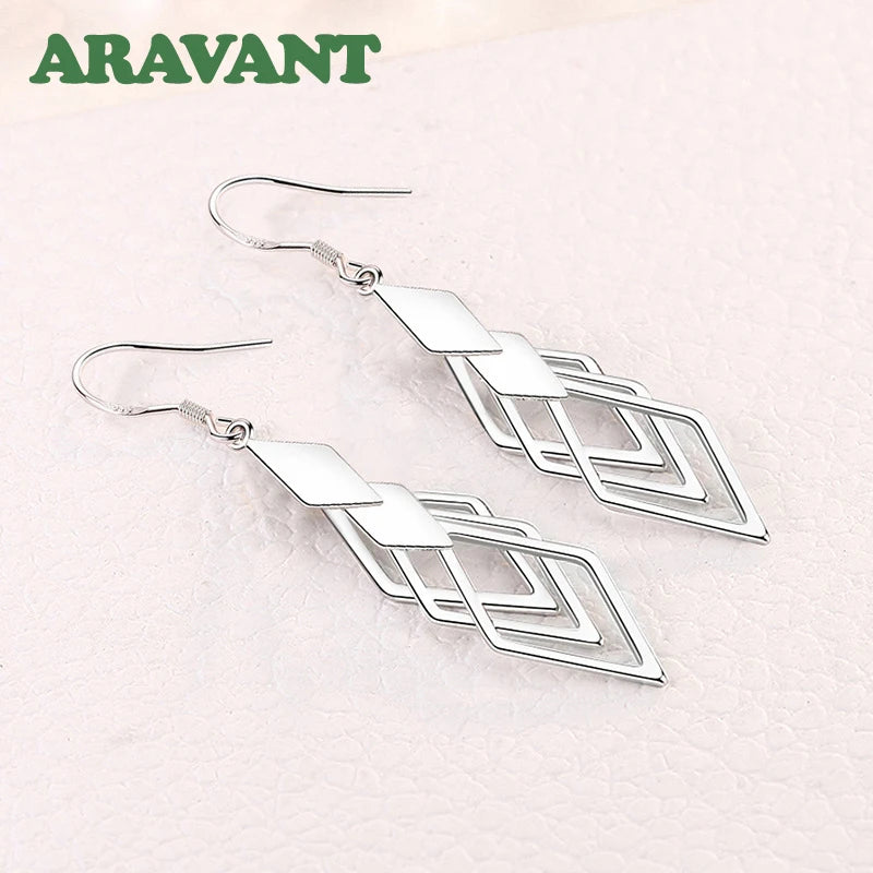 Geometriska örhängen äkta silver.