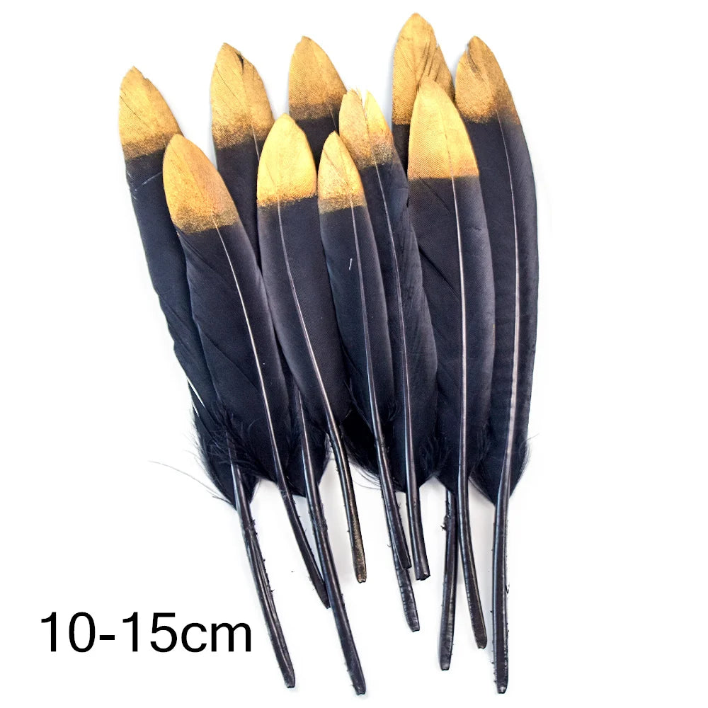 Goose feathers black with gold pattern