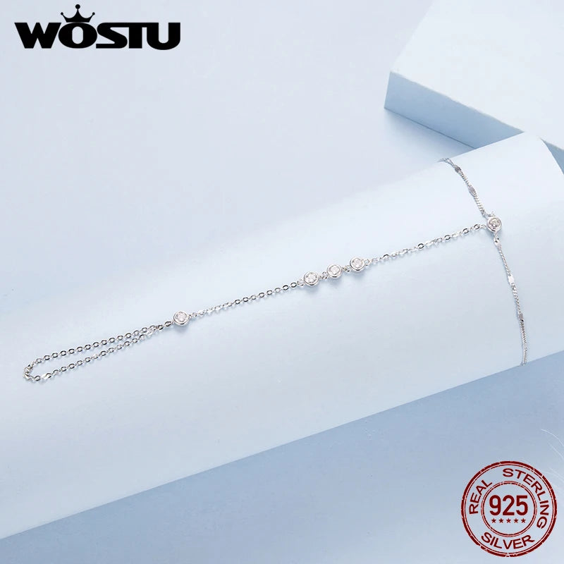 Armband smal kedja strass stenar i äkta silver