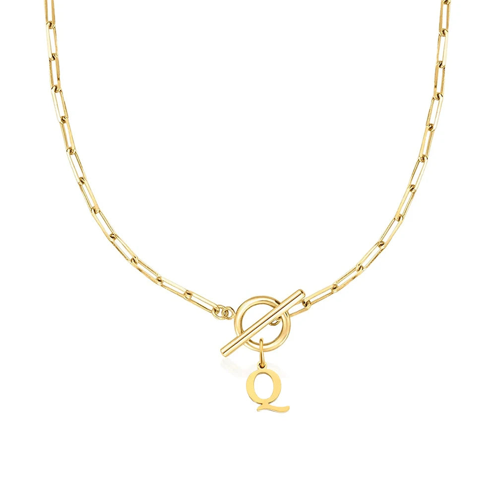 Halsband paper clip kedja och bokstav