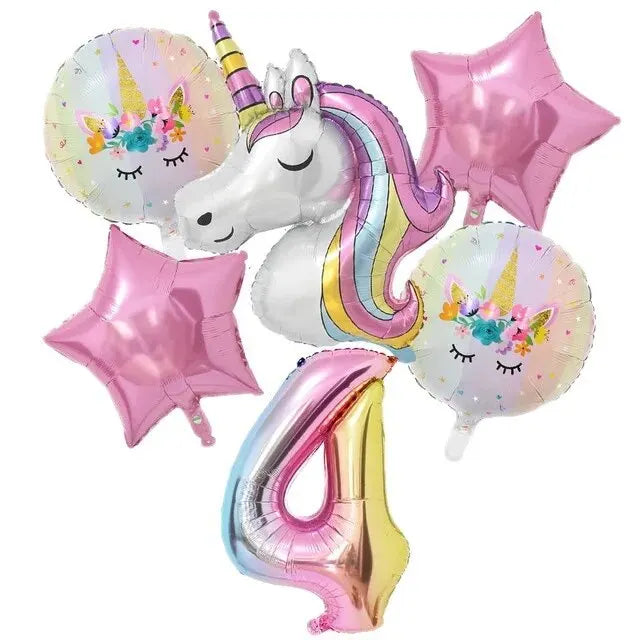 Ballong paket med unicorn och siffra