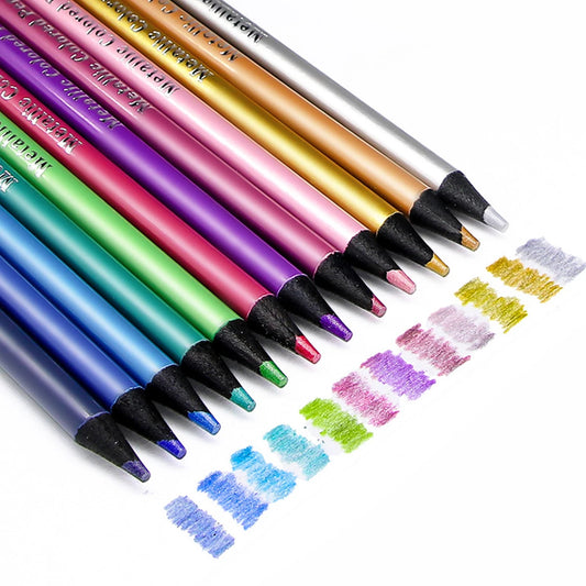 12-pack med pennor i metallic färger