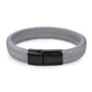 Armband vit flätad läder