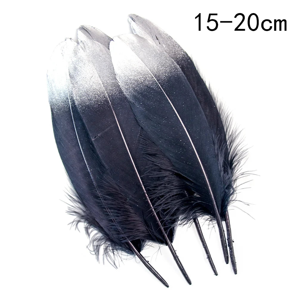Goose feathers black with gold pattern