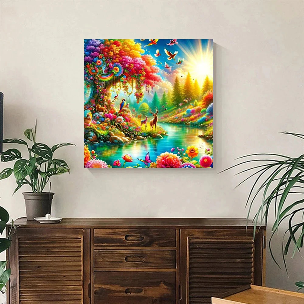 Diamond painting with Nature and forest in fantasy theme 