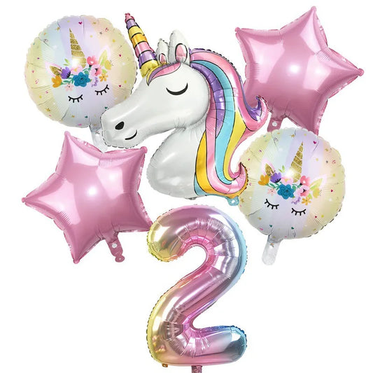 Ballong paket med unicorn och siffra
