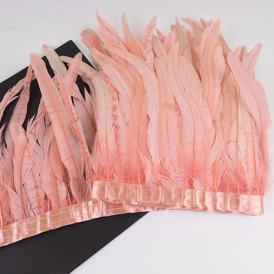 10 meters rooster feathers on ribbon