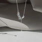 Necklace in sterling silver with leaves and rhinestones