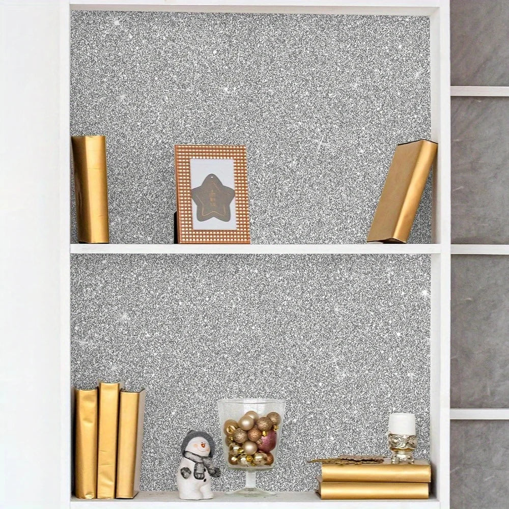 Självhäftande tapet silver med glitter