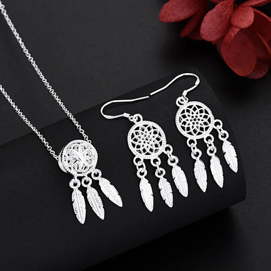 Bohemian Halsband & örhängen set i äkta silver
