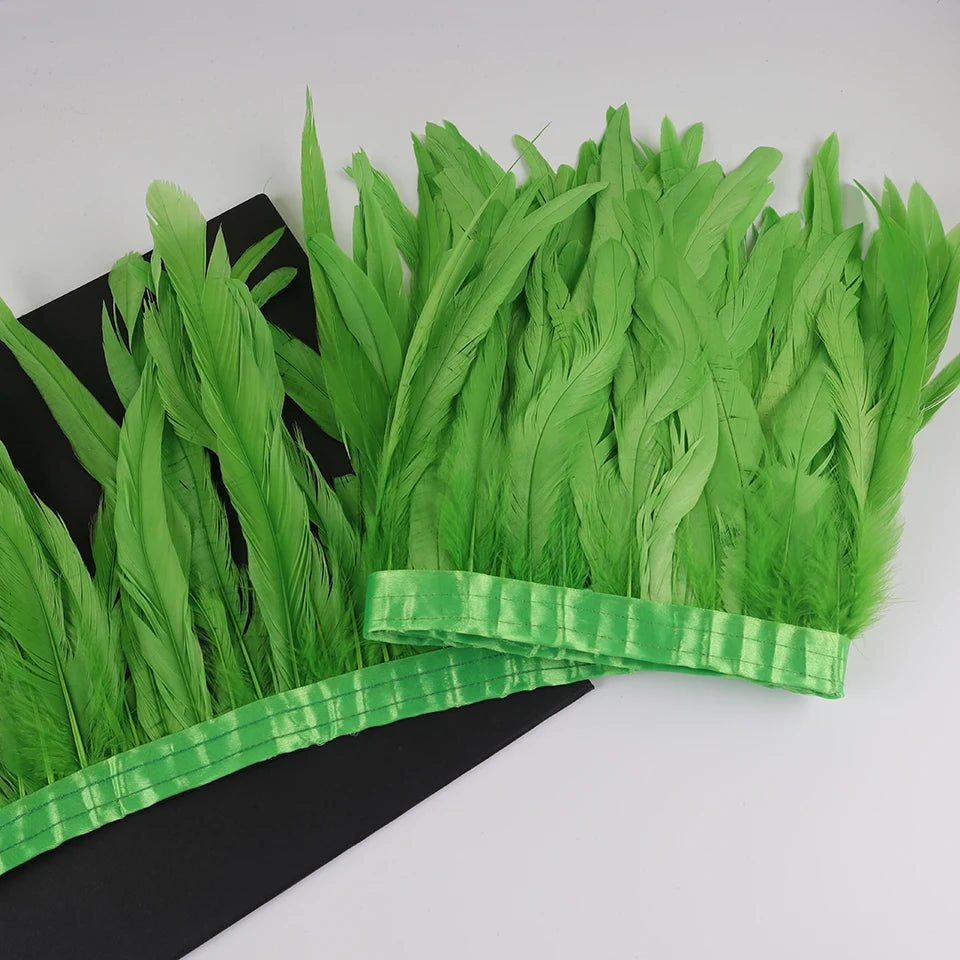 10 meters rooster feathers on ribbon