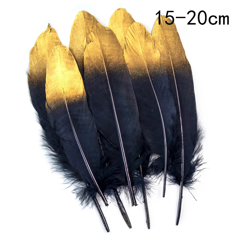 Goose feathers black with gold pattern