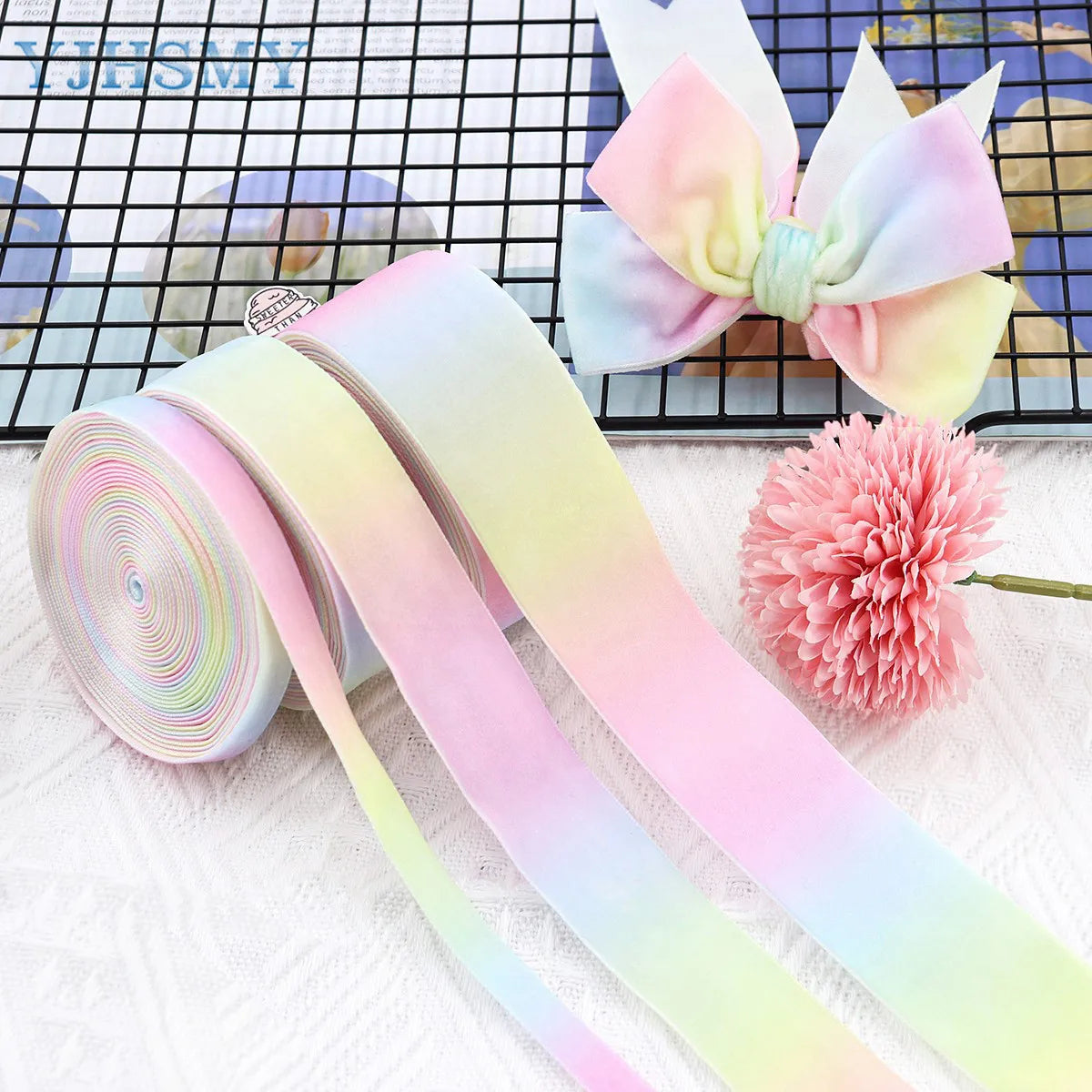 Ribbon grosgrain rainbow colors.