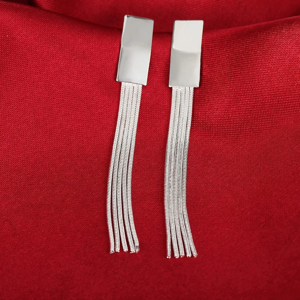 Tassel earrings with chains in genuine silver