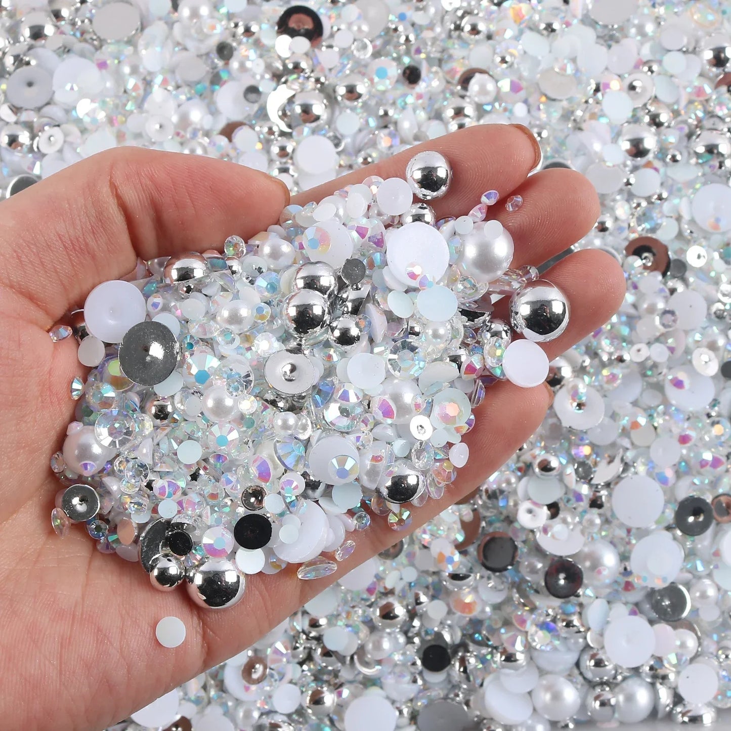 Mixed sizes and colors with Flatback beads